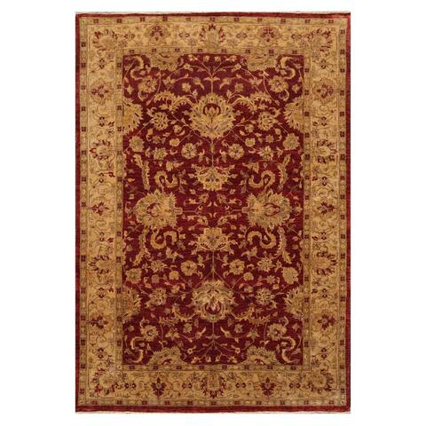 Hand Knotted Ruby New Zealand Wool Oriental Area Rug (6x9) - 6' x 8' 9''