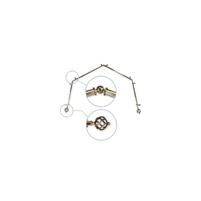 Modern Curtain Rods & Hardware Set - Antique Brass Finials, Corner Connectors, Adjustable Lengths - M