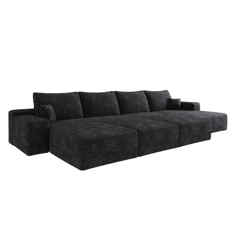 135.4-in Casual Black 4 -seater Right Reclining Sectional - 8' x 10'