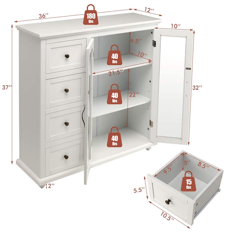 Costway Buffet Sideboard Table Kitchen Storage Cabinet w/ Drawers &