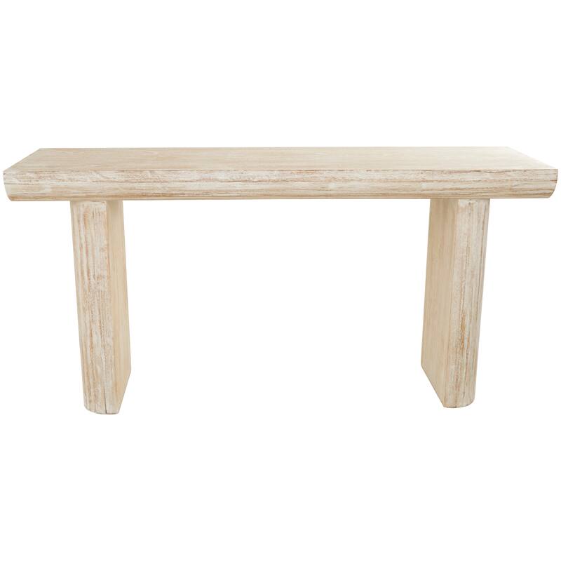 Wood Console Table with Block Legs - Beige - Roche River Decor - 16"Wx63"Lx32"H