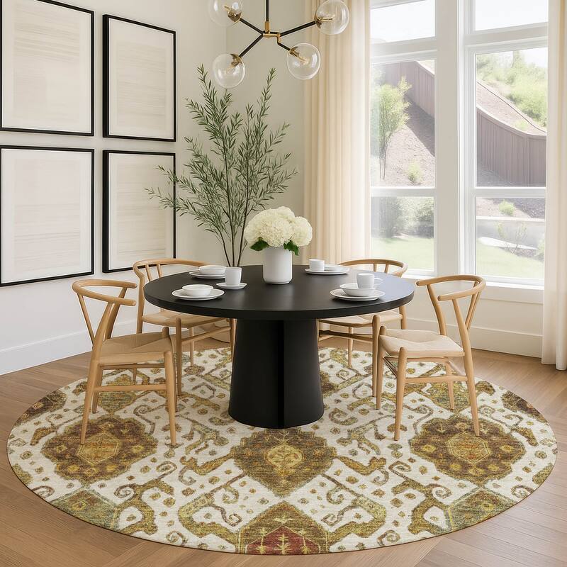 Machine Washable Indoor/ Outdoor Traditional Venetian Chantille Rug
