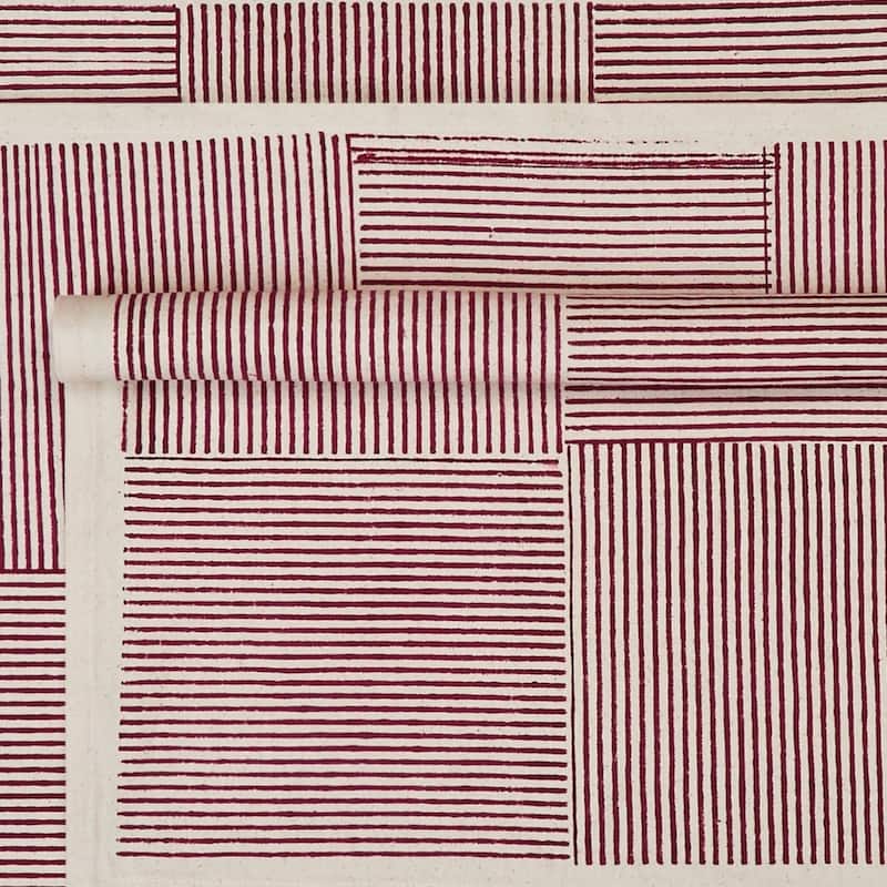 FIELDLINE Placemats - Hand Block Printed Kora (Unbleached Cotton), Fair Trade | Set of 4, 14"x20" by Sustainable Threads