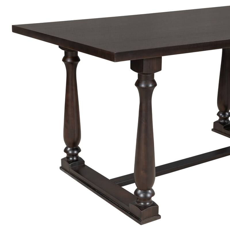 6-Piece Dining Table Set with Button-Tufted Backs Chairs, Kitchen Table Set for 6, Thick Sponge Cushion Chairs & Bench