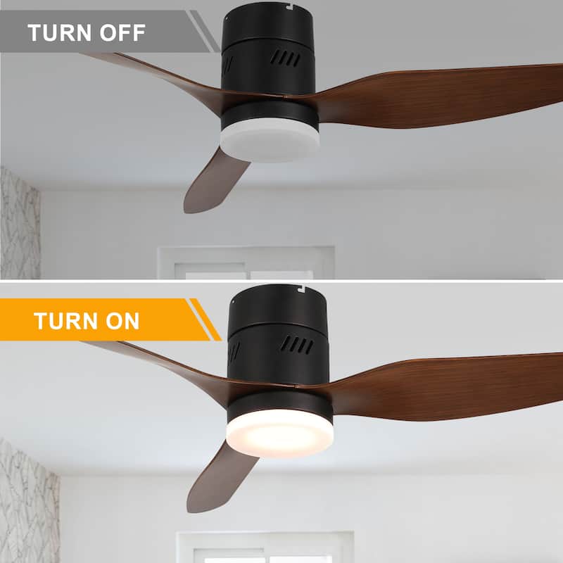 Bella Depot 46" Flush Mount Ceiling Fan with LED Light and Remote 6-Speed Reversible Fan