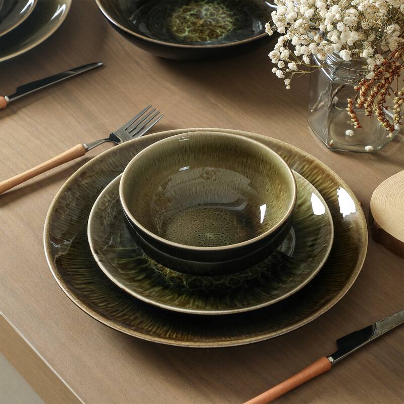 Stone Lain Riley Stoneware Dinnerware Set with Reactive Glaze
