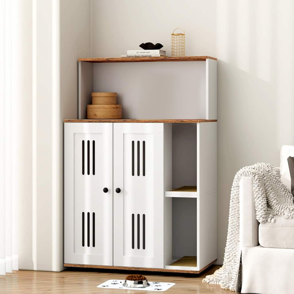 Litter Box Enclosure for 2 Cats, Hidden cat furniture, double litter cabinet, can be used as side cabinet, wash bathroom