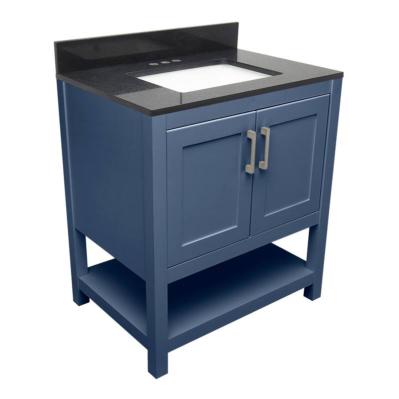 Taos 31" Bathroom Vanity with Cultured Marble Vanity Top Sink in White with White Basin