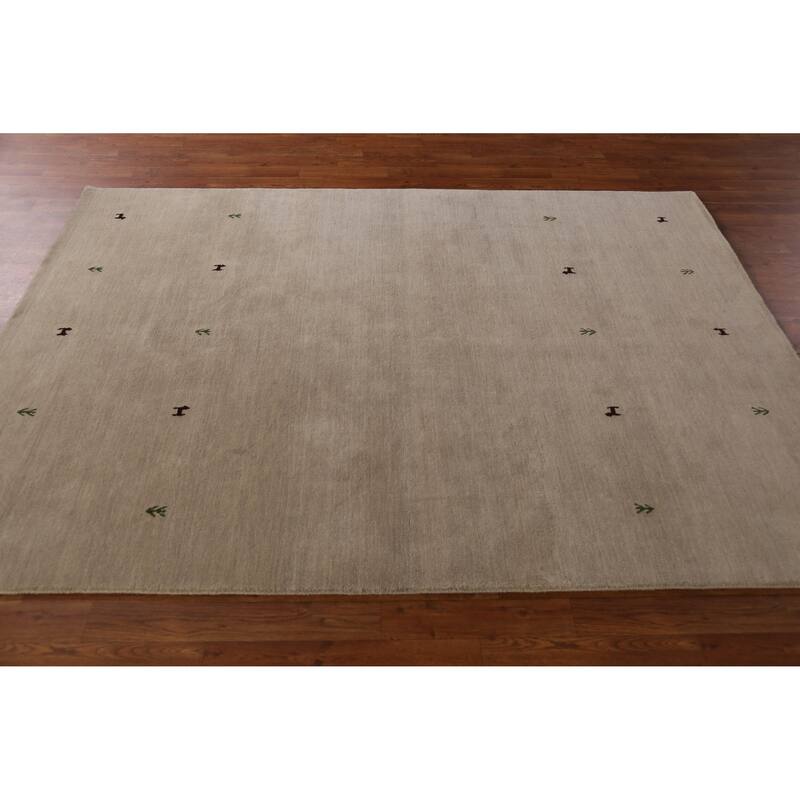 Hand Knotted Oriental 100% Wool Carpet Tribal Animal Pictorial Beige & Ivories Gabbeh Area Rug - 7' 7'' X 5' 4''