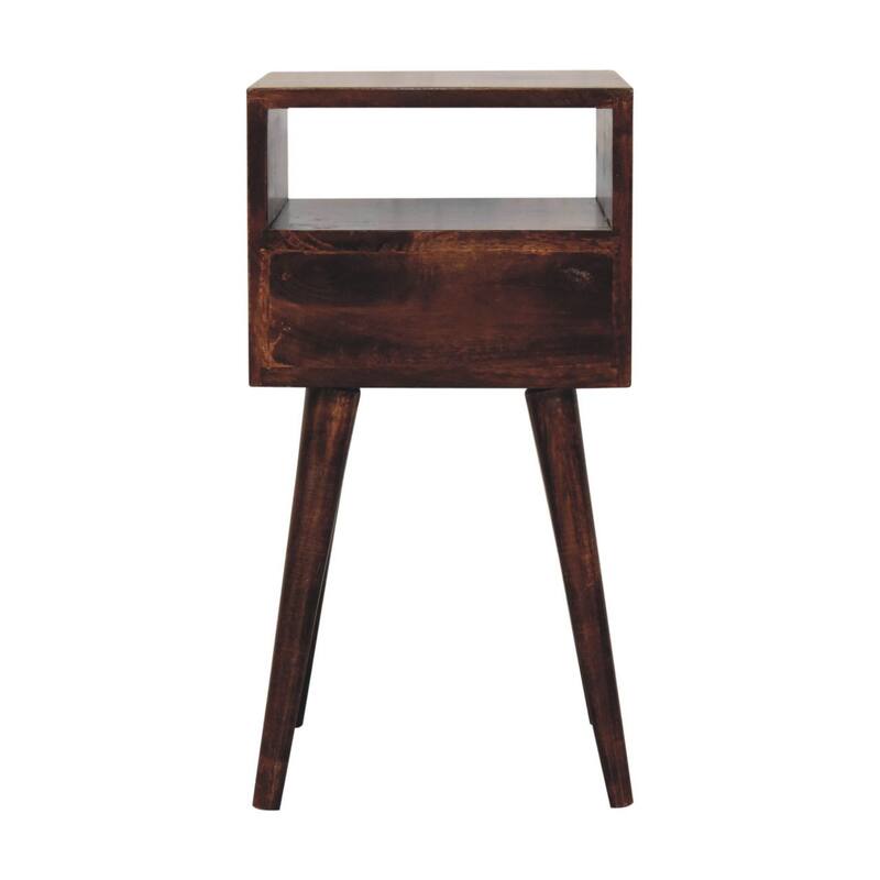 HomeRoots 22" Walnut Solid Wood Square One Drawer Nightstand