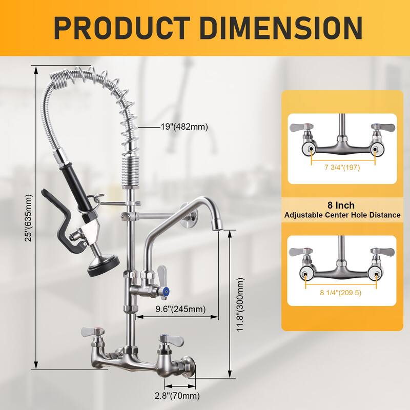 WOWOW Pull Down Sprayer Commeicial Faucet with Pre-Rinse Sprayer