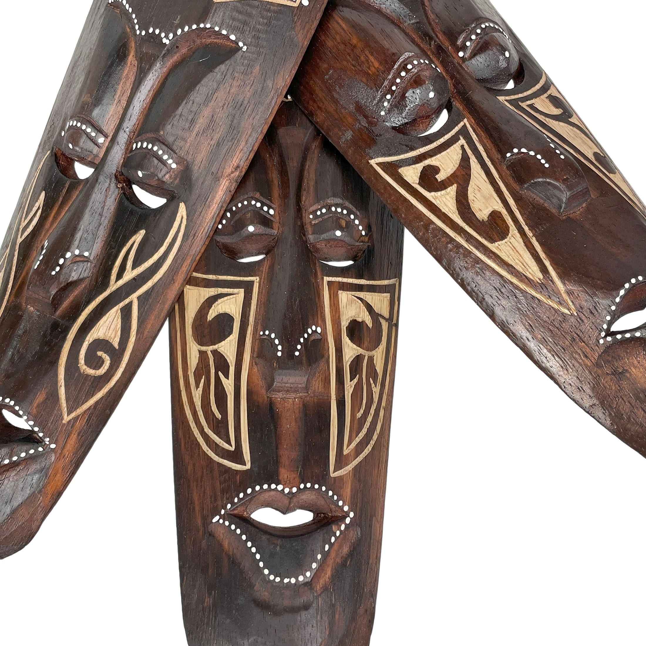 Zeckos 20In African Animal Hand Carved Wood Wall Masks (Set Of 5