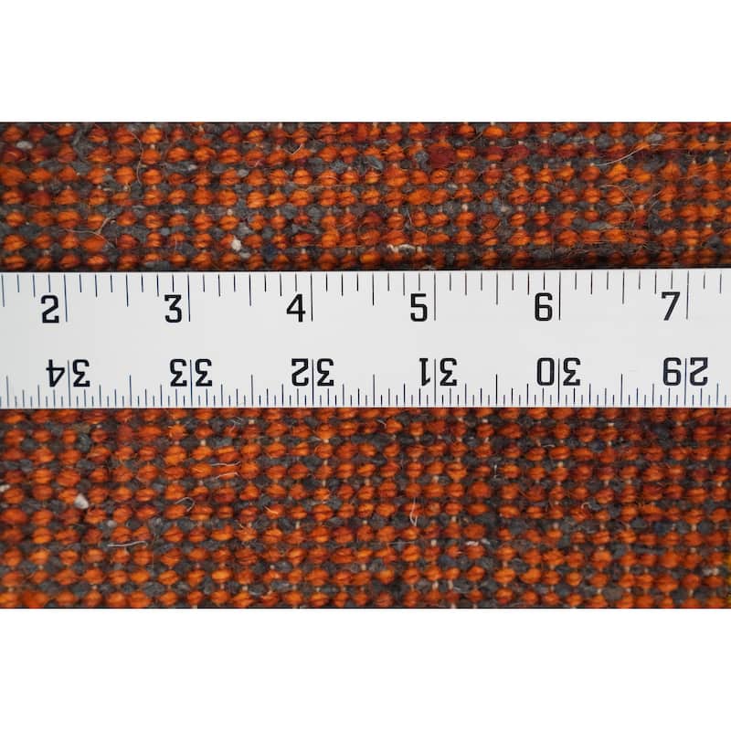 Hand Knotted Oriental 100% Wool Carpet Modern Geometric Oranges & Rust Gabbeh Area Rug - 5' 11'' X 4' 1''