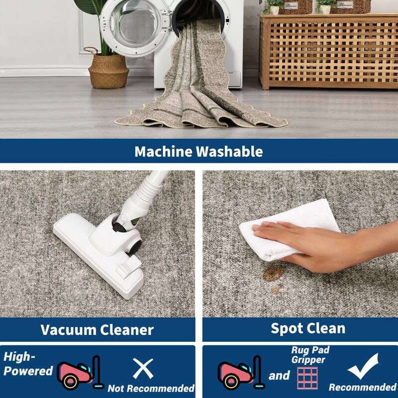 Garvee Scallop Solid Washable Area Rug