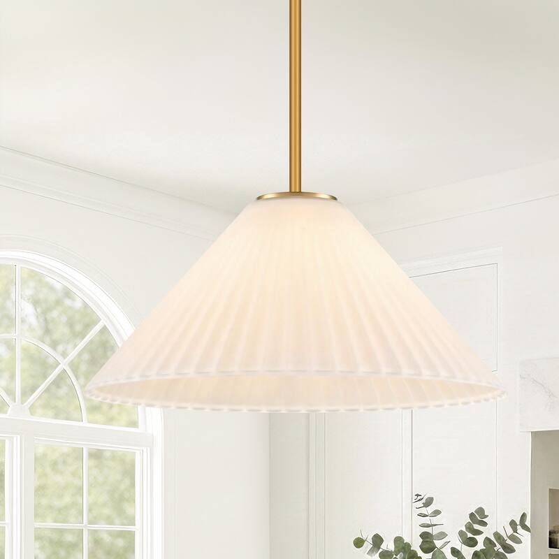 LamQee 1 -Light Metal Cone Pendant Light Adjustable Hanging Lighting - 15.7inch