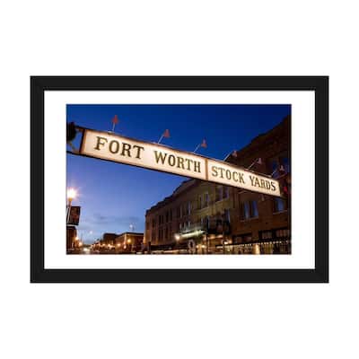 iCanvas "Signboard over a road at dusk, Fort Worth Stockyards, Fort Worth, Texas, USA" by Panoramic Images