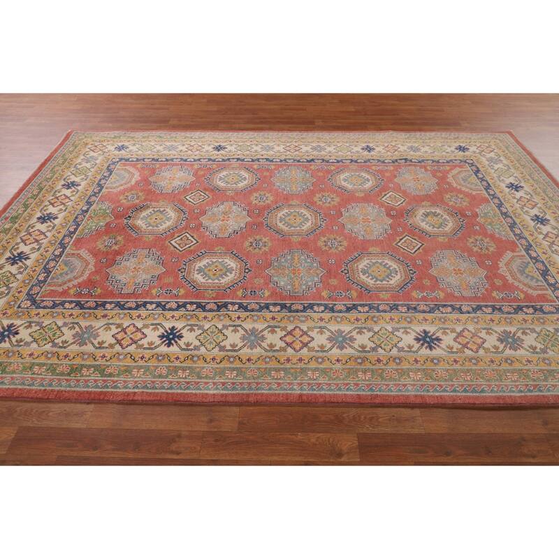 Geometric Kazak Area Rug Handmade Dining Room Wool Carpet - 6'5" x 9'6"