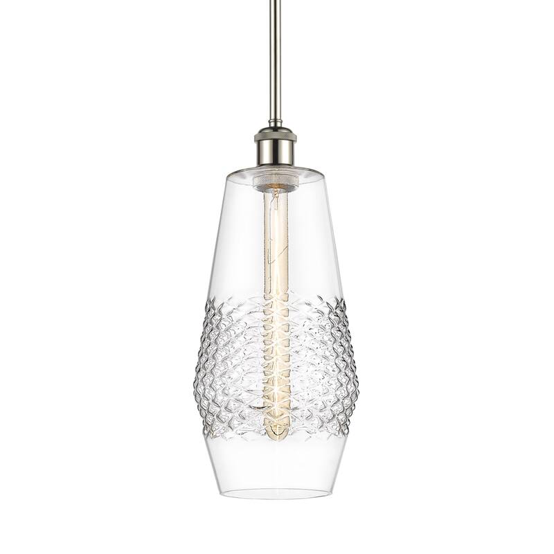 Innovations Lighting 516-1S-17-7 Windham Pendant Windham 7" Wide Mini - Polished Nickel / Clear