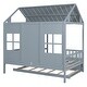 preview thumbnail 11 of 11, Full Size Wood House Bed with Twin Size Trundle, Wooden Daybed in Gray