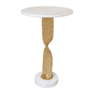 Sagebrook Home Metal and Marble Elegance Accent Table - Enhance Your Space - 15" x 15" x 24"