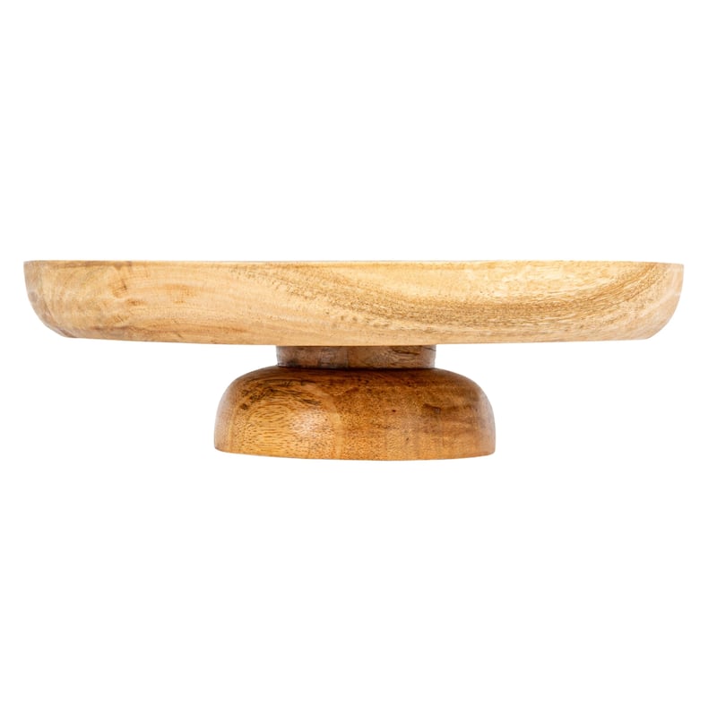 Round Natural Mango Wood Footed Bowl Cake Stand