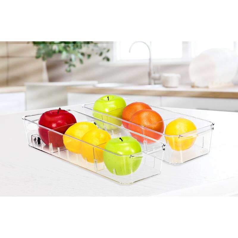 Sorbus Clear Organizing Bins on Wheels - 15.4 x 5.1 x 3.8