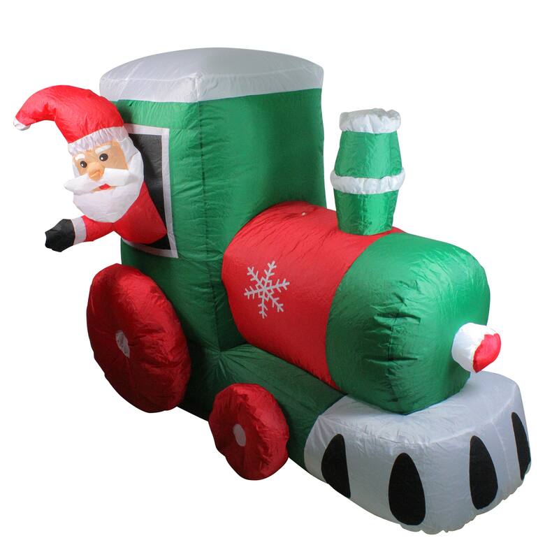 4.5' Inflatable Santa on Locomotive Train Lighted Christmas Decoration