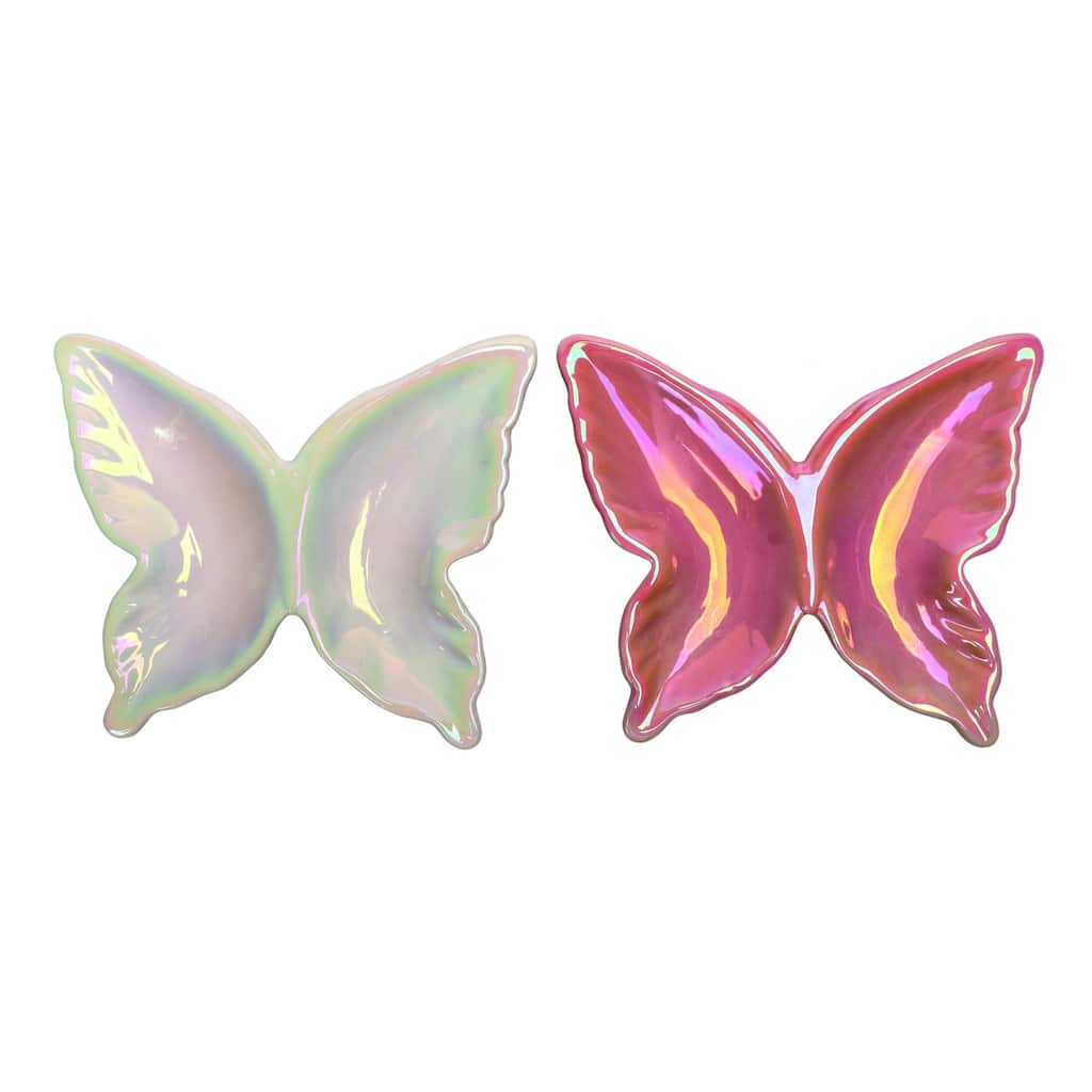 Transpac Small Dol Butterfly Plates Set of 2 Spring Home Decorations