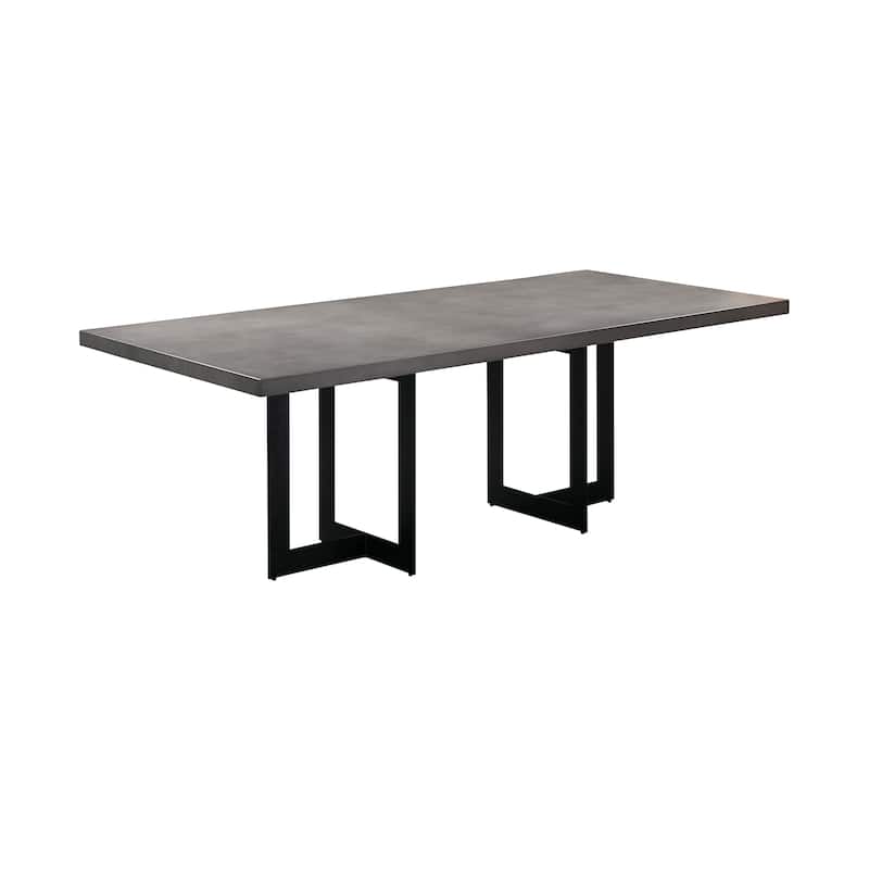 Odet 87" Concrete and Metal Double Pedestal Dining Table