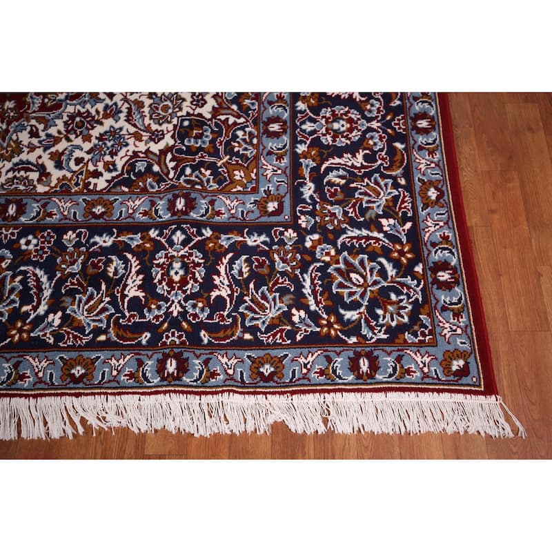 Traditional Red Kashan Turkish Rug Machine Made Dining Room Carpet - 9'7" x 12'10"