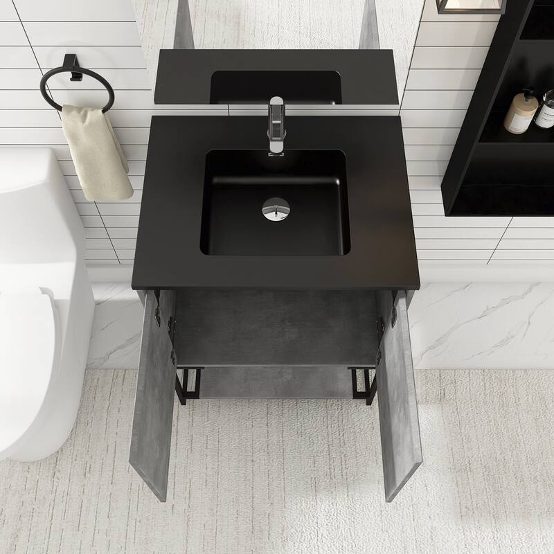 24-inch Freestanding Bath Vanity with White Cultured Mable Top