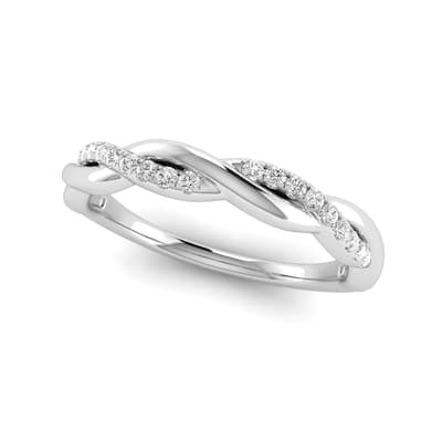 Marquee Jewels 1/10 Carat TW Diamond Wedding Band in 14K White Gold