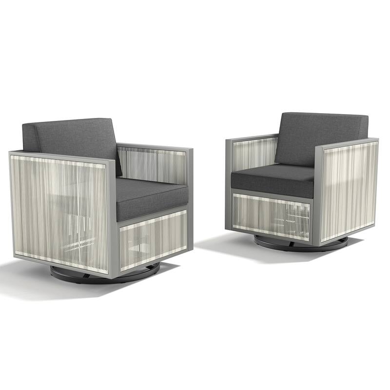Gymojoy Outdoor Swivel Glider Chairs Wicker Patio Chairs with Thick Cushions