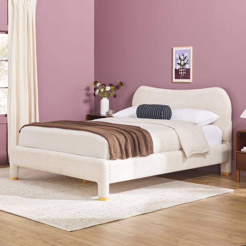 Walker Edison Modern Curved Upholstered Bed