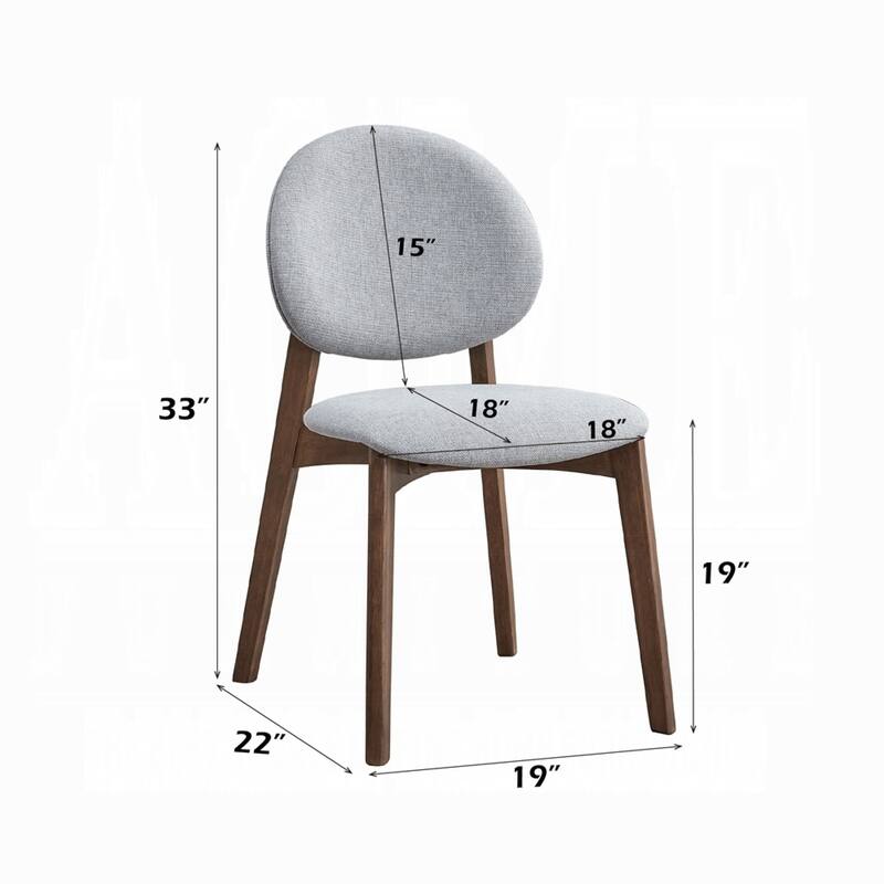 Hamza Side Dining Chair Set of 2, Light Gray Linen, Walnut Brown Wood