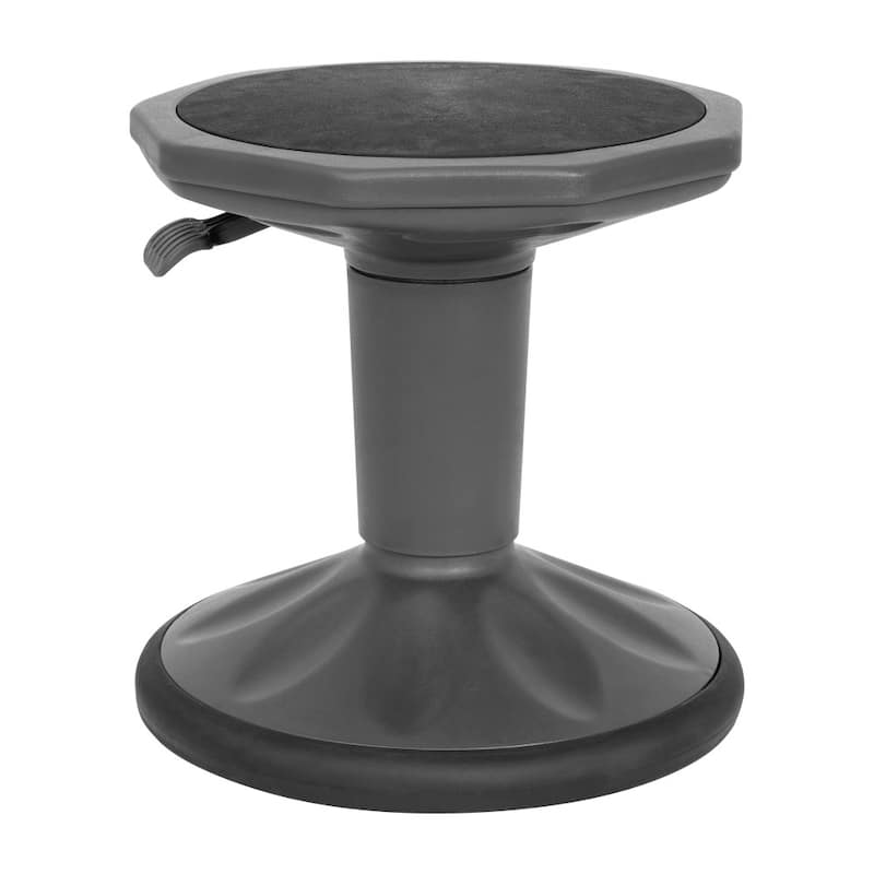 Kids Adjustable Height Active Learning Stool for Classroom and Home - 13"D x 13"W x 13.5" - 18.25"H - Grey