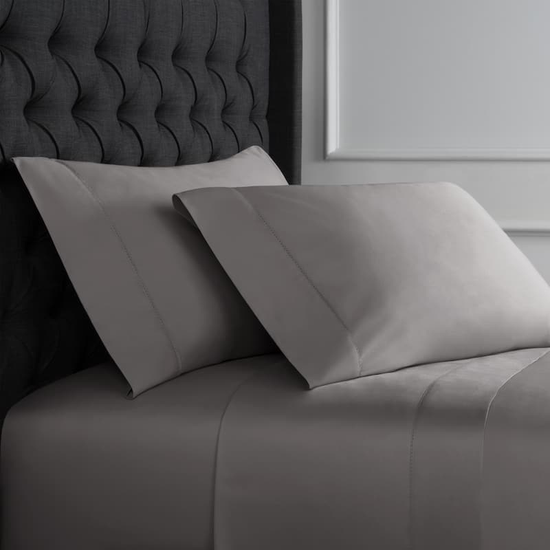 Luxury Hotel Collection 600 Thread Count Cotton Hemstitch Sheet Set - Charcoal - Traditional - 4 Piece - California King