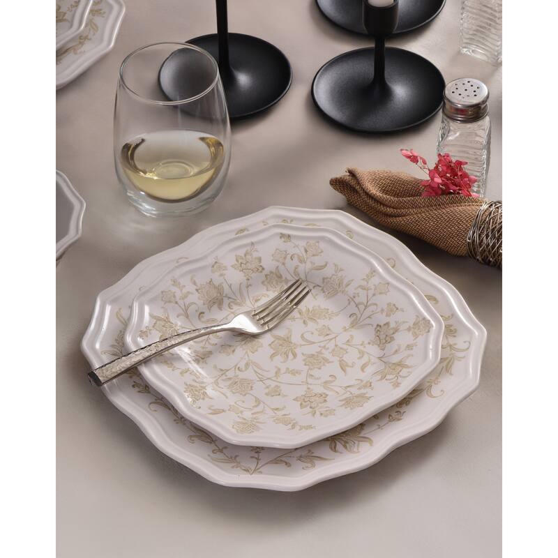 Batik Toile Taupe Porcelain 12 Pc Dinnerware Set