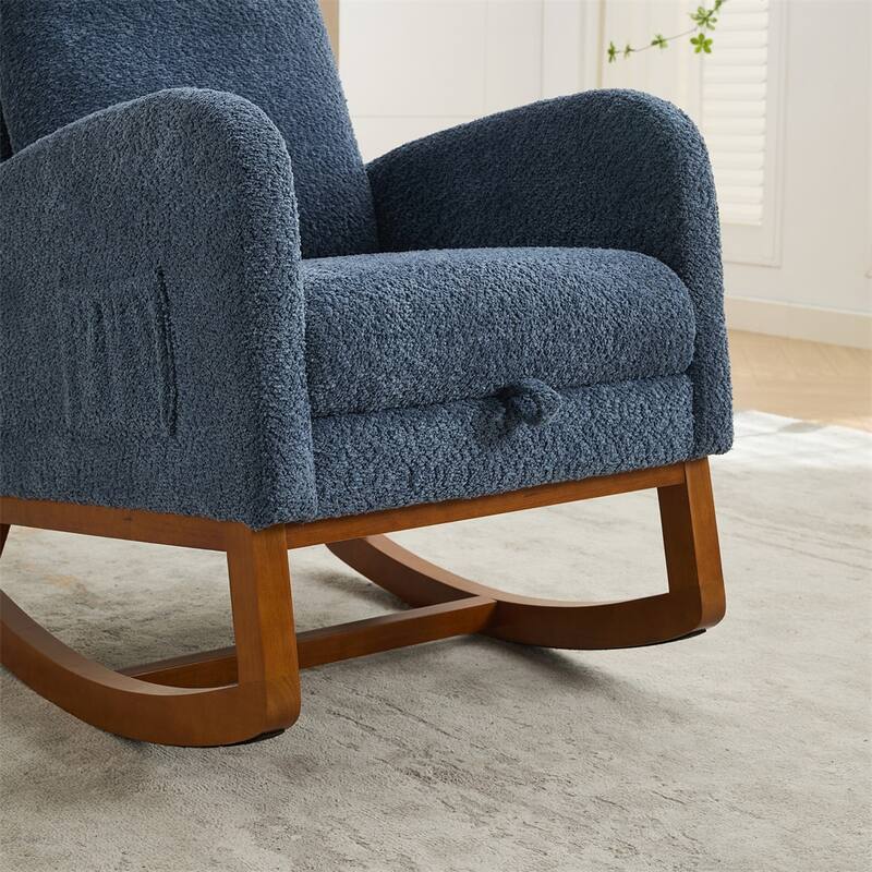 25.4"W Rocking Chair,High Back Glider Chair with Retractable Footrest