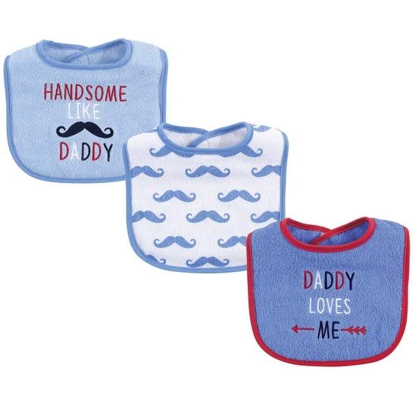 slide 1 of 1, Luvable Friends Baby Boy Cotton Drooler Bibs with Fiber Filling 3pk, Blue Boy Daddy, One Size - Boy Daddy - One Size One Size - Boy Daddy