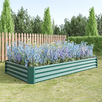 Outdoor Rectangular Planter Box Raised Garden Bed Kit Large Metal Planter Green Raised Garden Boxes for Vegetables Succulents