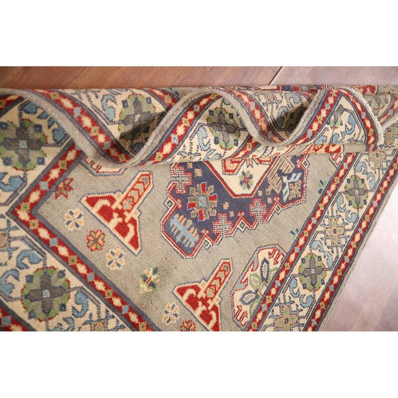 Traditional Grey Kazak Rug Handmade Wool Carpet - 3'5"x 5'0"