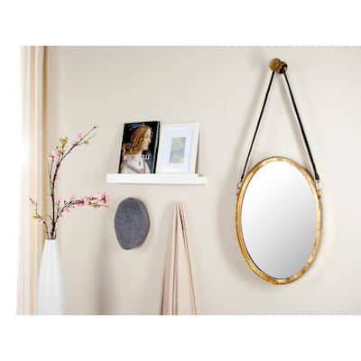 SAFAVIEH Jerrica Strap Antique Gold 40-inch Oval Decorative Mirror - 16" x 40" x 1.5" - 16Wx40Dx2H