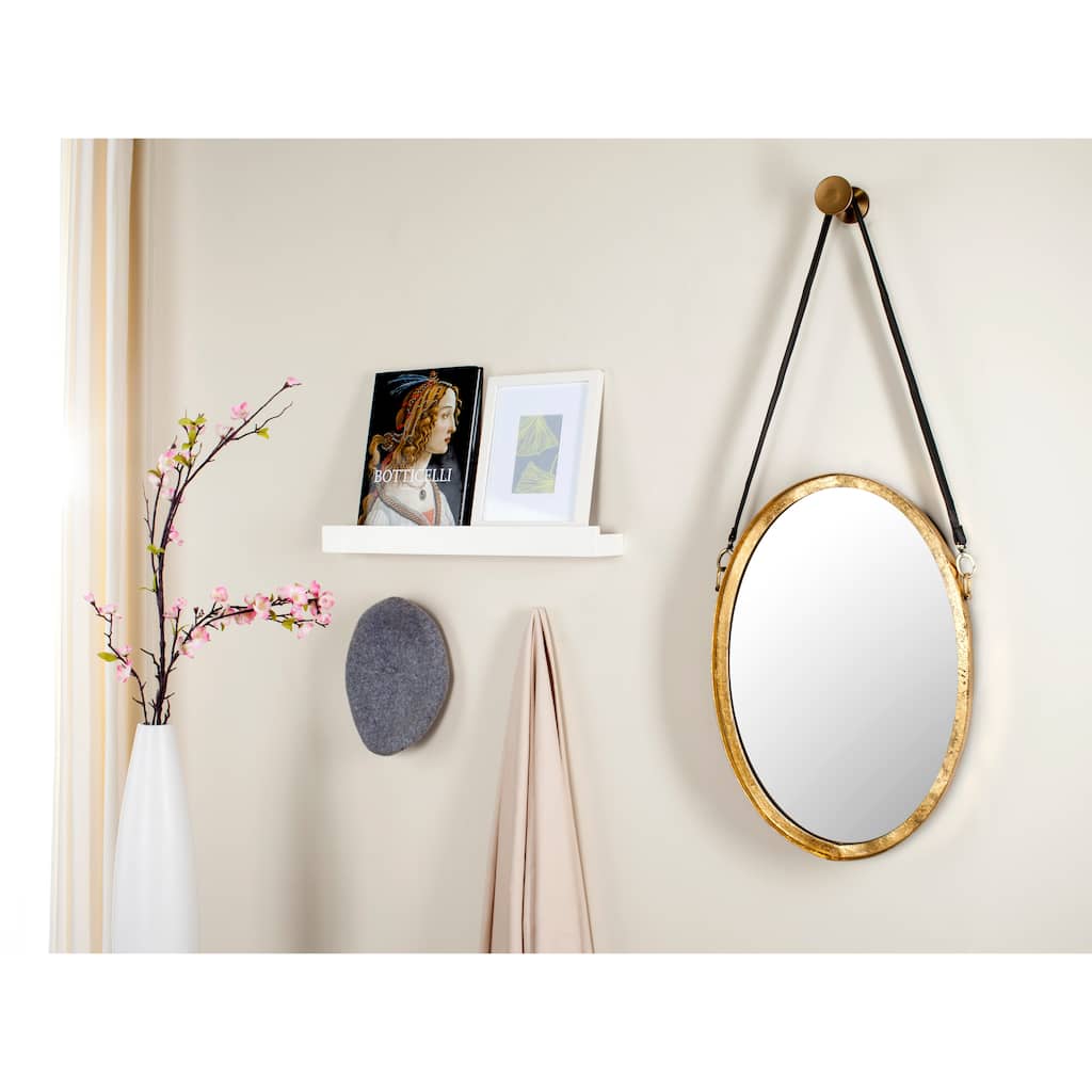SAFAVIEH Jerrica Strap Antique Gold 40-inch Oval Decorative Mirror - 16" x 40" x 1.5" - 16Wx40Dx2H