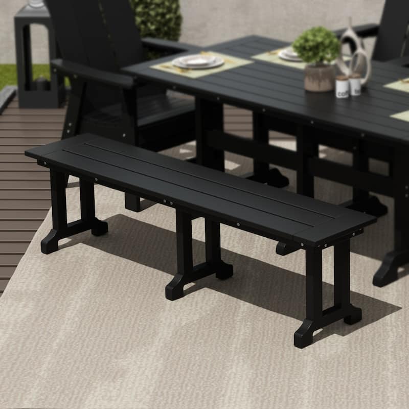 Laguna Hdpe All Weather Outdoor Patio 65" Bench - Black