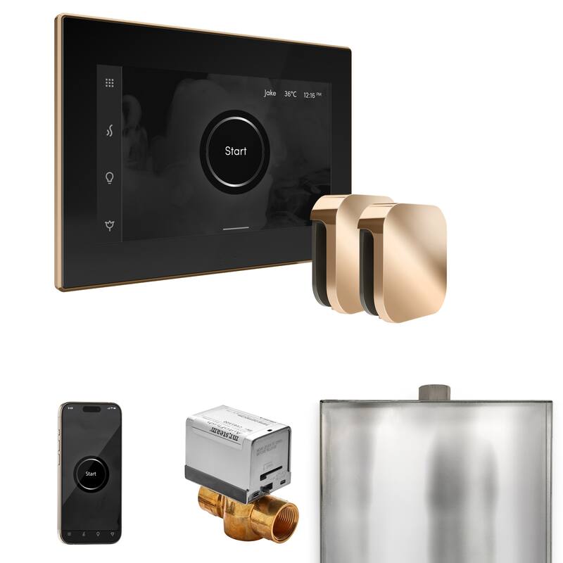 Mr Steam BXX Xbutler Max Package Steam Shower Control Package with - Black / Polished Gold