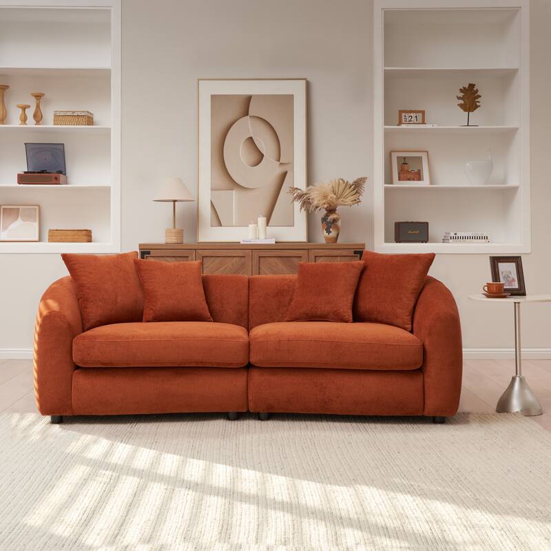 Christopher Knight Home - Modern Upholstered Velvet Curved 3-Seater Sofa with Plush Cushions