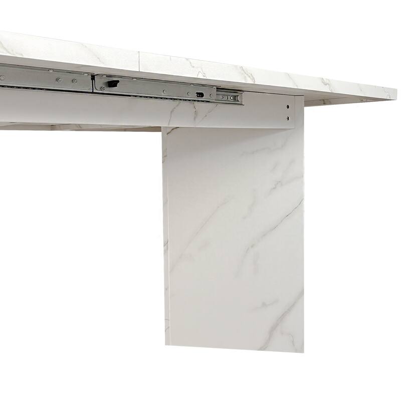 Extendable Dining Table, Wooden Kitchen Table with V-Shaped Legs, Coffee Table with Silent Glide Rails