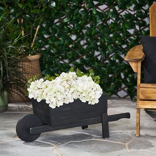 Wooden Wheelbarrow Planter Pot Garden Dark Grey Cart Planter Box