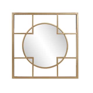 Allan Andrews Metal Framed Circular & Square Gold Wall Mirror - 20"H x 20"W